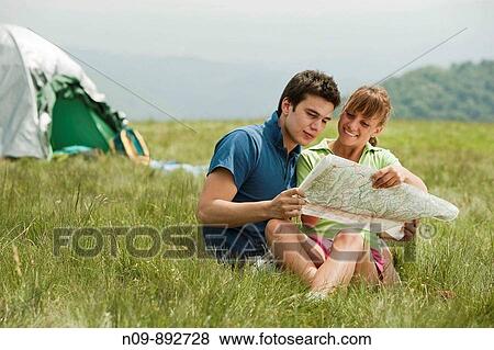 Happy Couple Camping View Large Photo Image Stock Photo - Happy Couple Camping. Fotosearch