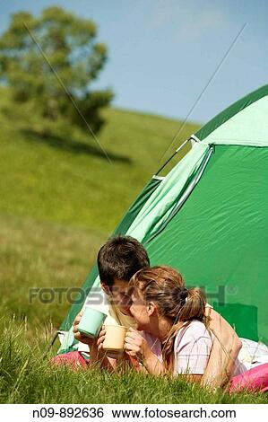 Happy Couple Camping View Large Photo Image Stock Photograph - Happy Couple Camping. Fotosearch