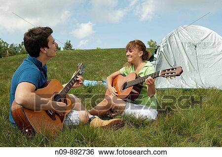 Happy Couple Camping View Large Photo Image Stock Photograph - Happy Couple Camping. Fotosearch