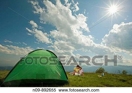 Happy Couple Camping View Large Photo Image Stock Photography - Happy Couple Camping. Fotosearch