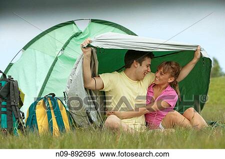 Happy Couple Camping View Large Photo Image Stock Photography - Happy Couple Camping. Fotosearch
