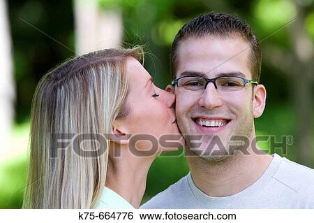 Happy guys get kiss View Large Photo Image Stock Photograph - Happy guys get kiss. Fotosearch