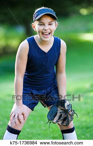 Happy softball player View Large Photo Image Picture - Happy softball player. Fotosearch