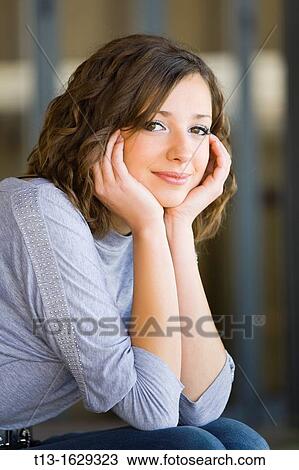 Happy young woman View Large Photo Image Stock Image - Happy young woman. Fotosearch