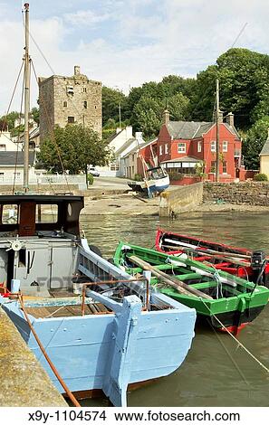 Harbour and 15 C Norman castle at Ballyhack village on the estuary of the rivers Barrow, Nore and Suir Co Wexford, Ireland View Large Photo Image Picture - Harbour and 15 C Norman castle at Ballyhack village on the estuary of the rivers Barrow, Nore and Suir Co Wexford, Ireland. Fotosearch