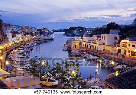 Harbour at night, Ciutadella. Minorca, Balearic Islands, Spain View Large Photo Image Stock Photography - Harbour at night, Ciutadella. Minorca, Balearic Islands, Spain. Fotosearch