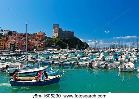 Harbour in Lerici and Castle controlling the entrance of the Gulf of La Spezia, Province of La Spezia, Liguria, Italy, Europe View Large Photo Image Stock Image - Harbour in Lerici and Castle controlling the entrance of the Gulf of La Spezia, Province of La Spezia, Liguria, Italy, Europe. Fotosearch