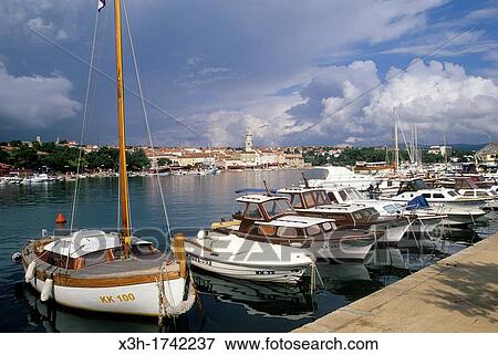 Harbour of Kirk-town on Krk island, Kvarner Gulf, Adriatic Sea, Croatia, Europe View Large Photo Image Stock Photo - Harbour of Kirk-town on Krk island, Kvarner Gulf, Adriatic Sea, Croatia, Europe. Fotosearch