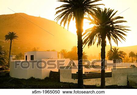 Stock Image - Haria village. Lanzarote, Canary Islands, Atlantic Ocean, Spain.. Fotosearch