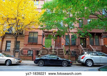 Harlem Row Houses in Autumn, New York City, New York, USA View Large Photo Image Stock Image - Harlem Row Houses in Autumn, New York City, New York, USA. Fotosearch