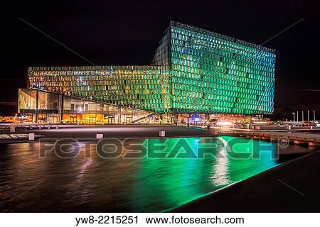 Harpa Concert Hall and Conference Center, Reykjavik, Iceland. Colorful lights are displayed during Reykjavik's Winter Lights festival. View Large Photo Image Stock Image - Harpa Concert Hall and Conference Center, Reykjavik, Iceland. Colorful lights are displayed during Reykjavik's Winter Lights festival.. Fotosearch