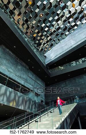 Stock Photo - Harpa concert hall and conference centre in Reykjav? k, Iceland, Europe.. Fotosearch