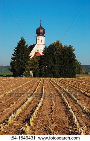 Harvested corn field in front of a chapel View Large Photo Image Stock Image - Harvested corn field in front of a chapel. Fotosearch