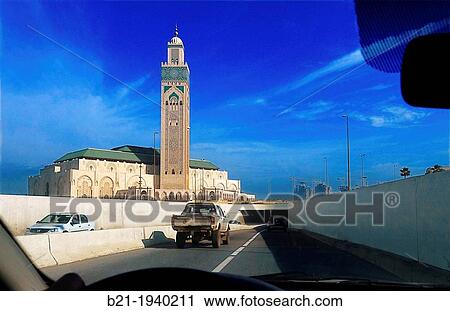 Hassan II Mosque, Casablanca, Morocco View Large Photo Image Stock Image - Hassan II Mosque, Casablanca, Morocco. Fotosearch
