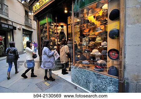 Hat shop, Carrer del Call, Gothic area, Ciutat Vella district, Barcelona, Catalonia, Spain View Large Photo Image Stock Photo - Hat shop, Carrer del Call, Gothic area, Ciutat Vella district, Barcelona, Catalonia, Spain. Fotosearch
