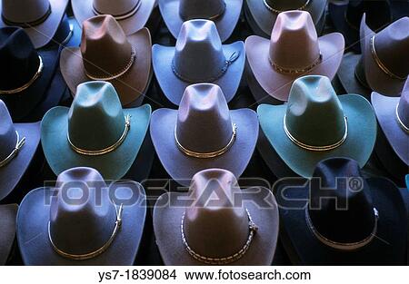 Picture - Hats sold in a street market in Oaxaca, Mexico, Central America. Fotosearch