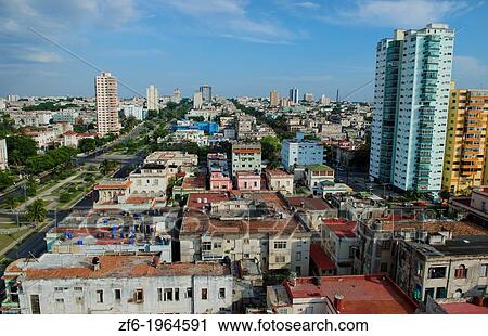 Havana Cuba aerial of downtown city skyscrapers from beach hotel of crowded city. View Large Photo Image Stock Image - Havana Cuba aerial of downtown city skyscrapers from beach hotel of crowded city.. Fotosearch