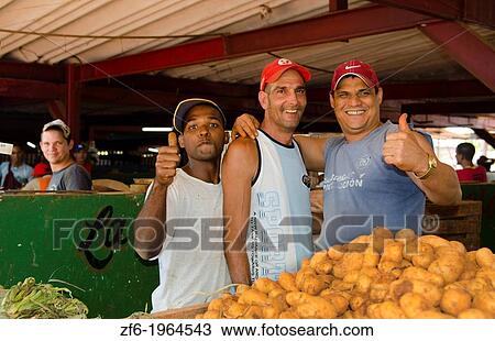 Havana Cuba three local men selling potatos at market in city center. View Large Photo Image Stock Image - Havana Cuba three local men selling potatos at market in city center.. Fotosearch