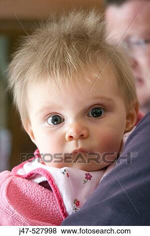 Headshot of a 1 year old girl looking into camera, with spikey hair View Large Photo Image Stock Photo - Headshot of a 1 year old girl looking into camera, with spikey hair. Fotosearch