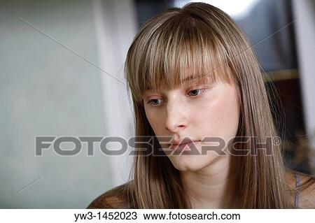 Stock Image - headshot of the pretty blond women indoors Caucasian, 24 years old. Fotosearch