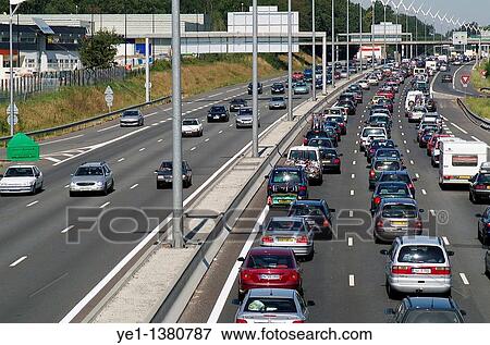 Heavy traffic jam on A69 Highway during an August public holiday, Talence, Bordeaux, France View Large Photo Image Stock Photo - Heavy traffic jam on A69 Highway during an August public holiday, Talence, Bordeaux, France. Fotosearch