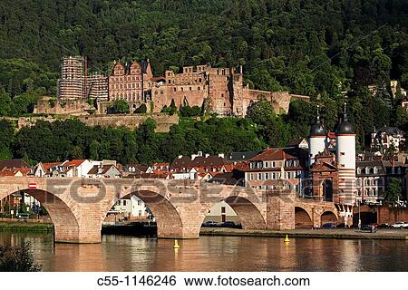 Heidelberg, old town, Necker river, Old Bridge, Karl Theodor Bridge, castle, Baden-W? rttemberg, Germany View Large Photo Image Stock Photograph - Heidelberg, old town, Necker river, Old Bridge, Karl Theodor Bridge, castle, Baden-W? rttemberg, Germany. Fotosearch
