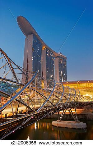 Helix Bridge and Marina Bay Sands Hotel, Singapore. View Large Photo Image Stock Photo - Helix Bridge and Marina Bay Sands Hotel, Singapore.. Fotosearch