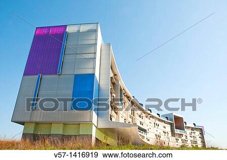 Hemiciclo Solar building. M? stoles, Madrid province, Spain. View Large Photo Image Stock Photo - Hemiciclo Solar building. M? stoles, Madrid province, Spain.. Fotosearch