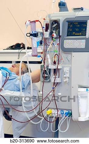 Stock Image - Hemodialysis at hospital. Fotosearch
