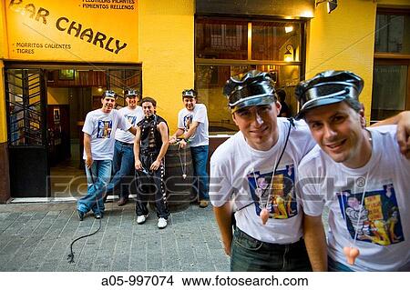 Hen stag party in Laurel street. Logroo. La Rioja. Spain. View Large Photo Image Picture - Hen stag party in Laurel street. Logroo. La Rioja. Spain.. Fotosearch