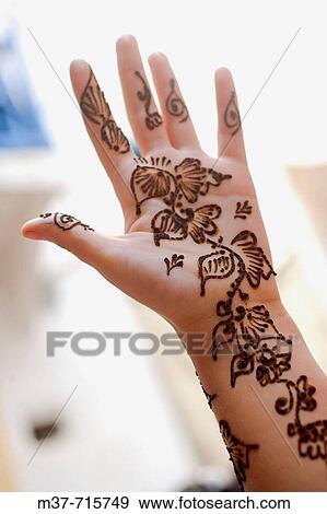 Henna on feminine hand, Essaouira, Morocco View Large Photo Image Stock Photo - Henna on feminine hand, Essaouira, Morocco. Fotosearch