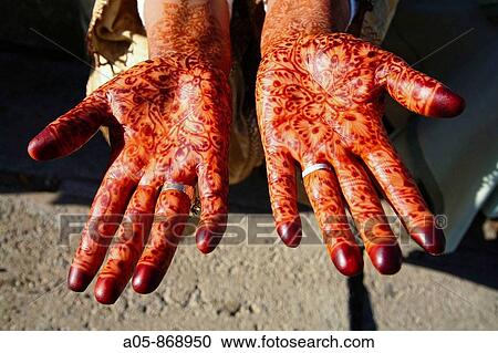 Henna tattoed hands, Fes, Morocco View Large Photo Image Stock Image - Henna tattoed hands, Fes, Morocco. Fotosearch