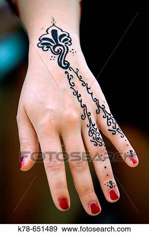 Henna tattoo, Hammamet, Tunisia. View Large Photo Image Stock Photo - Henna tattoo, Hammamet, Tunisia.. Fotosearch