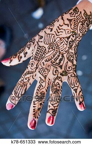 Henna Tattoo, Marrakesh, Morocco. View Large Photo Image Stock Image - Henna Tattoo, Marrakesh, Morocco.. Fotosearch