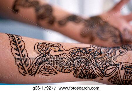 Henna tattoos on arms. India View Large Photo Image Stock Photo - Henna tattoos on arms. India. Fotosearch