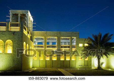 Heritage Village at dusk, Dubai, United Arabian Emirates View Large Photo Image Stock Photo - Heritage Village at dusk, Dubai, United Arabian Emirates. Fotosearch