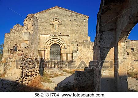 Picture - Hermitage and monastery ruins San Frutos, XI century. Natural Park Hoces del Durat? n. Segovia.. Fotosearch