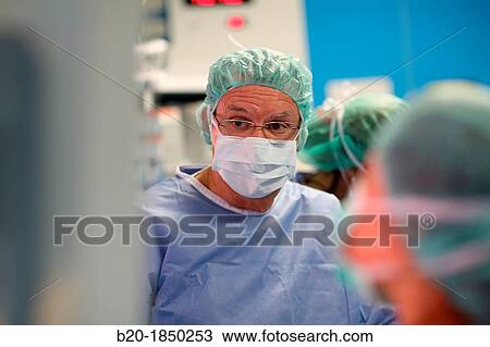 Stock Image - Hiatal Hernia Surgery, Laparoscopy, General Emergency Surgery, Operating Theatre, Donostia Hospital, San Sebastian, Donostia, Gipuzkoa, Basque Country, Spain. Fotosearch