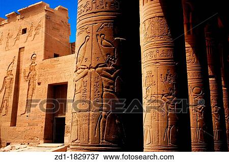 Stock Photo - Hieroglyphics outside Temple of Philae, Egypt. Fotosearch