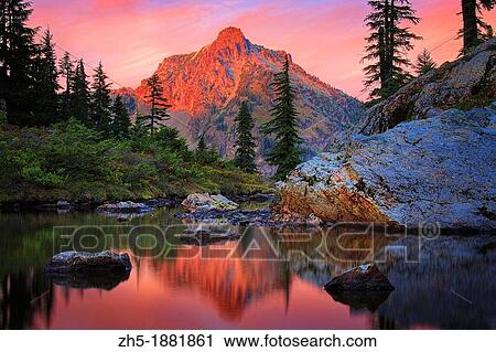 High Box peak seen from a tarn at Rampart Lakes in the Alpine Lakes Wilderness area of Washington state View Large Photo Image Stock Image - High Box peak seen from a tarn at Rampart Lakes in the Alpine Lakes Wilderness area of Washington state. Fotosearch