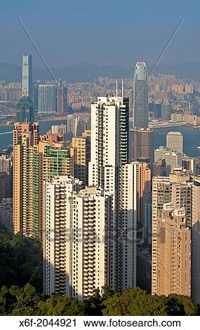 High-rising residential buildings and office towers in the Central District, Hong Kong. View Large Photo Image Stock Image - High-rising residential buildings and office towers in the Central District, Hong Kong.. Fotosearch