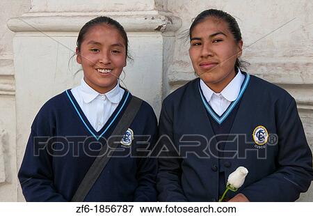High school girls aged 17 in uniform in Cusco Cuzco Peru View Large Photo Image Stock Photo - High school girls aged 17 in uniform in Cusco Cuzco Peru. Fotosearch