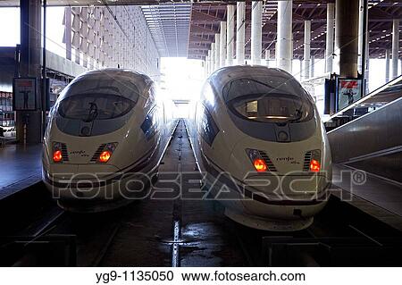 Stock Image - High Speed train AVE in Puerta de Atocha station Madrid. Fotosearch