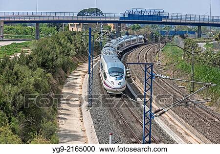 Stock Image - High speed train AVE. LLeida. Spain.. Fotosearch