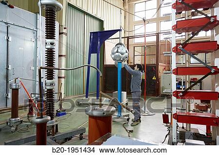 Picture - High Voltage Electric Laboratory. Certification of electrical equipment. Technological Services to Industry. Tecnalia Research & innovation, Bizkaia, Basque Country, Spain.. Fotosearch
