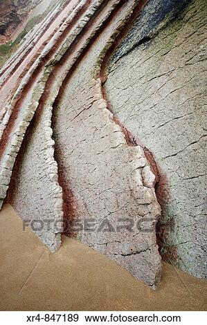 Stock Photo - Hight tide, cliffs of Itzurun. Zumaya (Zumaia), Guipuzcoa (Gipuzkoa), Basque Country, Spain. Fotosearch