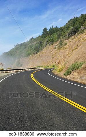 Stock Photograph - Highway 1 Shoreline Highway north of Westport, California Coast, USA. Fotosearch
