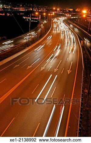 Highway at nigth, Barcelona, Catalonia, Spain View Large Photo Image Stock Image - Highway at nigth, Barcelona, Catalonia, Spain. Fotosearch