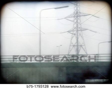 Highway Bridge with power lines and streetlights View Large Photo Image Stock Photo - Highway Bridge with power lines and streetlights. Fotosearch