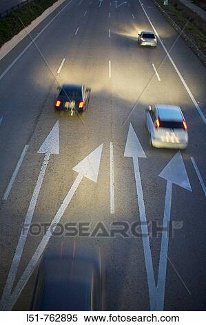Stock Photography - Higway A-7 from a bridge in Sollana, Valencia, Comunidad Valenciana, Spain, Europe. Fotosearch